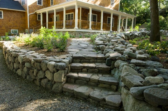 Stone stairs to chicken coop